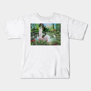 Monet's Garden with a Parisian Bather Kids T-Shirt